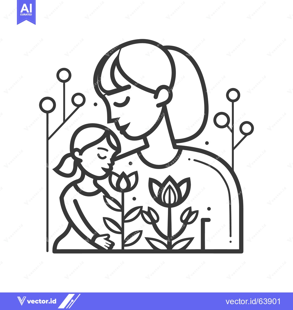 Premium Vector of A mother and daughter bond over beautiful blooming flowers