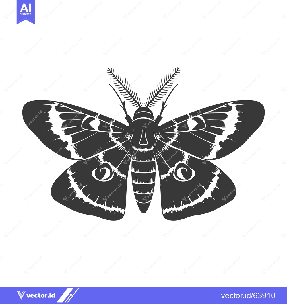 Premium Vector dari A symmetrical black and white illustration of a moth