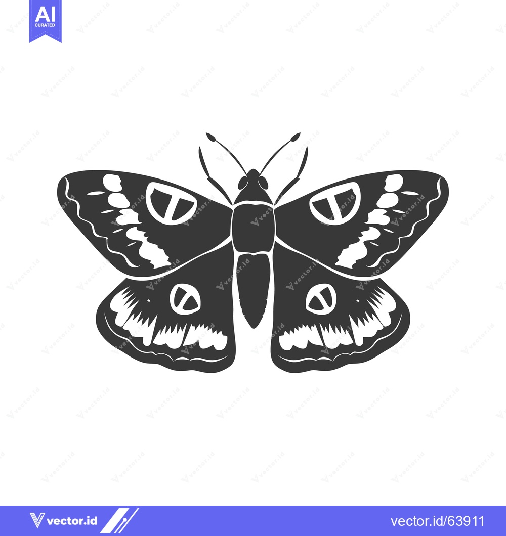 Premium Vector dari A detailed silhouette illustration of a symmetrical butterfly design