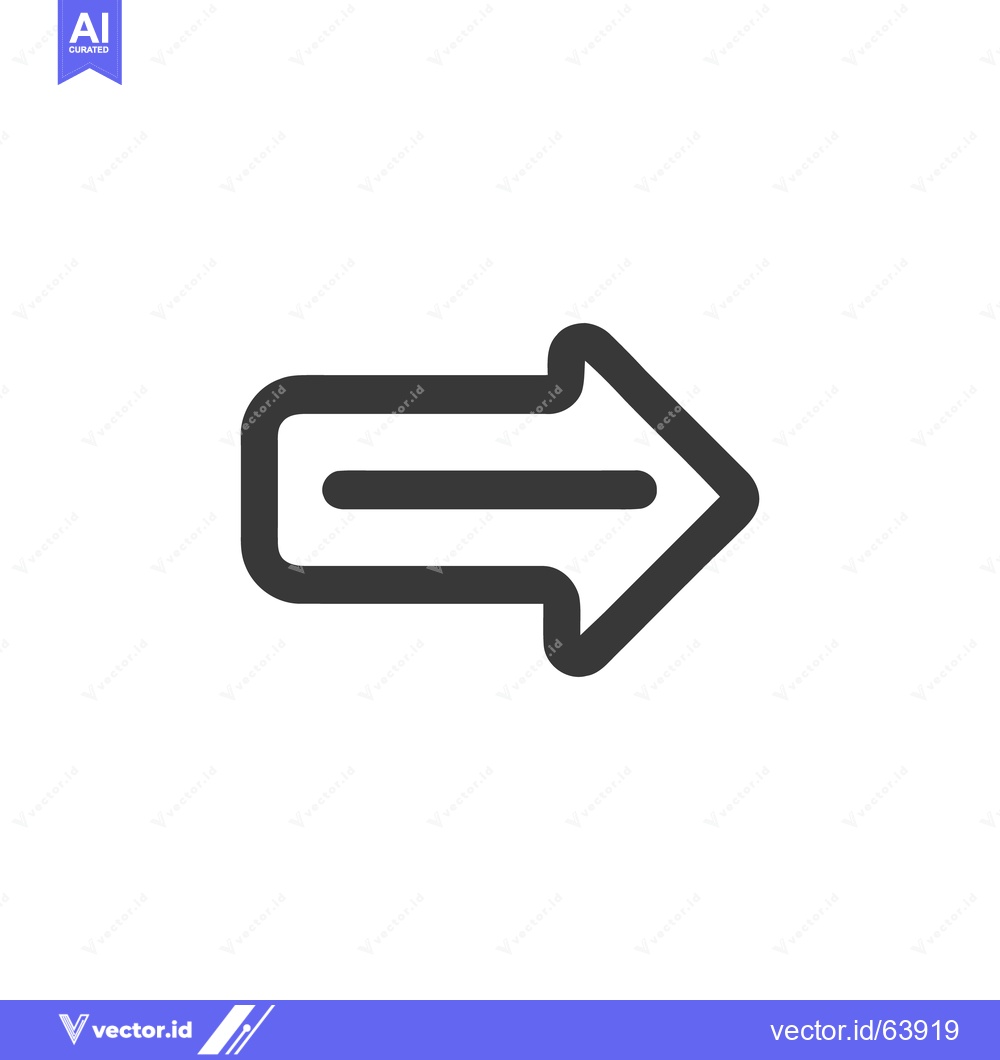 Premium Vector dari Bold Right Arrow Icon with Rounded Edges and Central Line on White