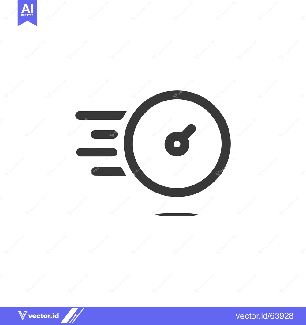 Premium Vector of Speedometer Icon with Motion Lines, Minimalist Design, Black on White