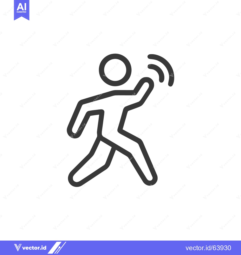Premium Vector dari Running Man Icon with Signal Waves, Minimalist Design