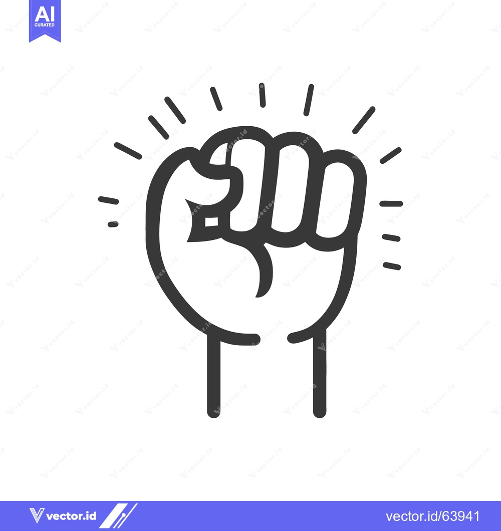 Premium Vector dari Illustration of a clenched fist with radiating lines in black