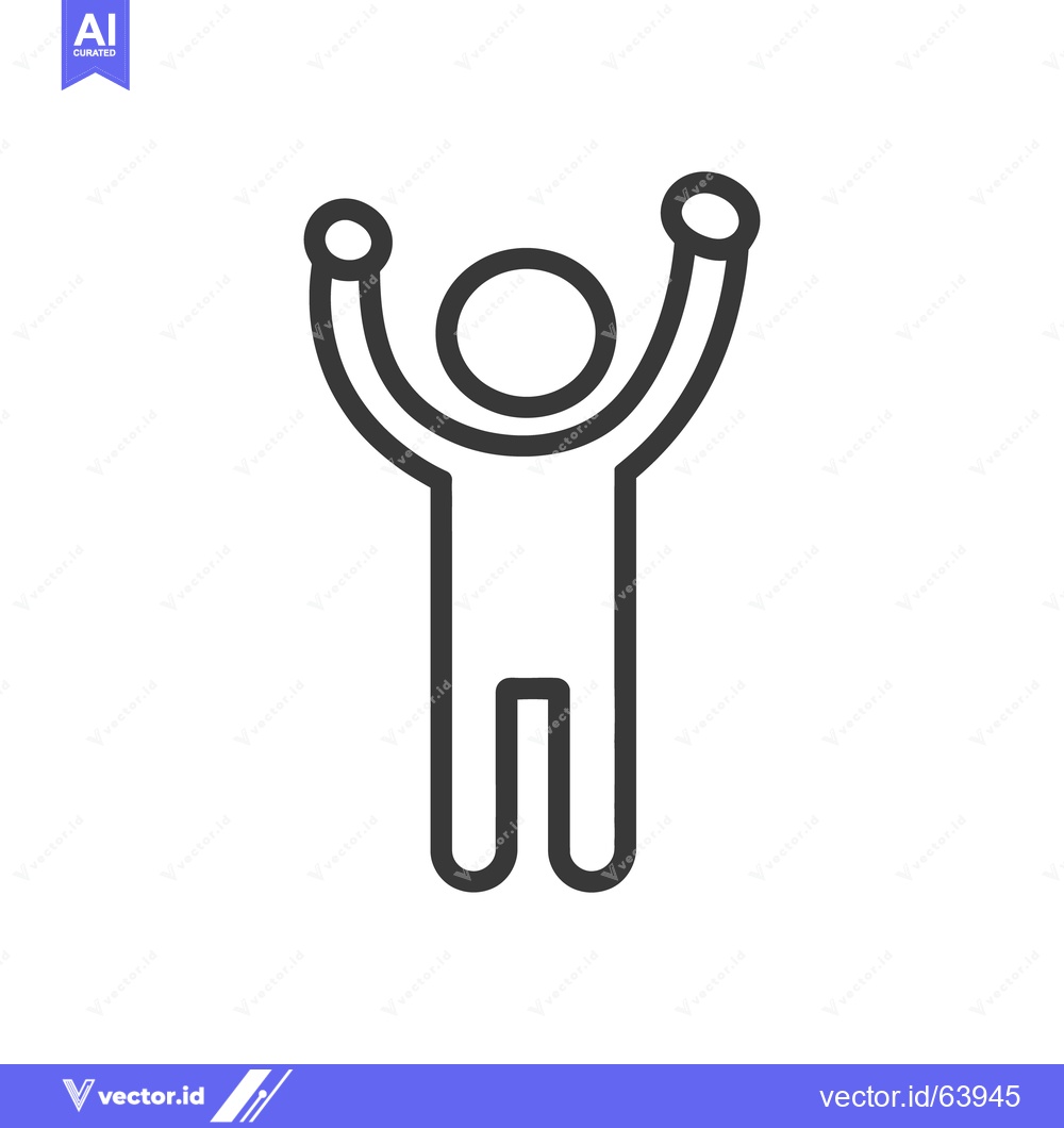 Premium Vector of A simple line drawing of a person with raised arms