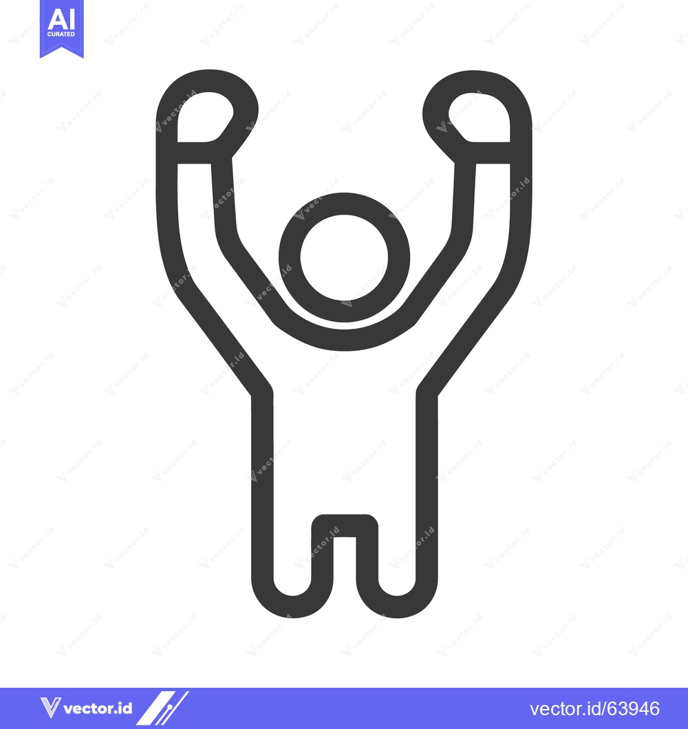 Premium Vector of Simple Outline Illustration Depicting A Person With Raised Arms