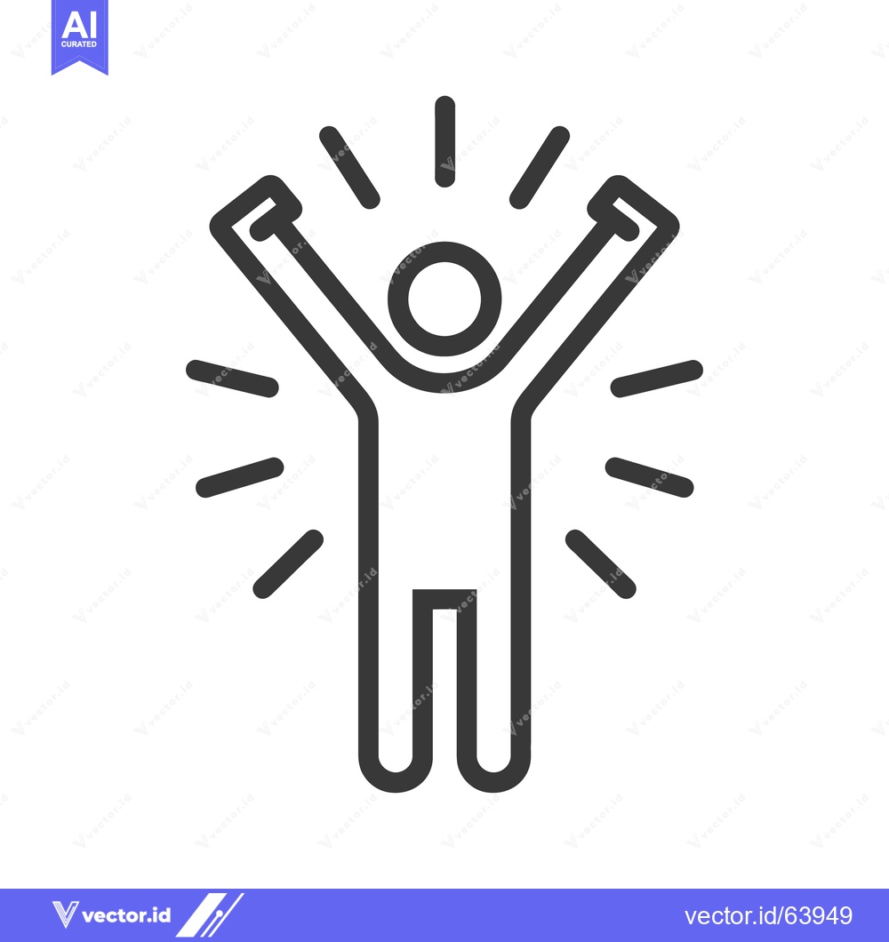 Premium Vector of Simple illustration depicts person celebrating with arms raised upward