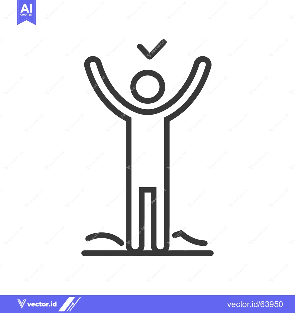 Premium Vector of A simplistic illustration of a person with arms raised up