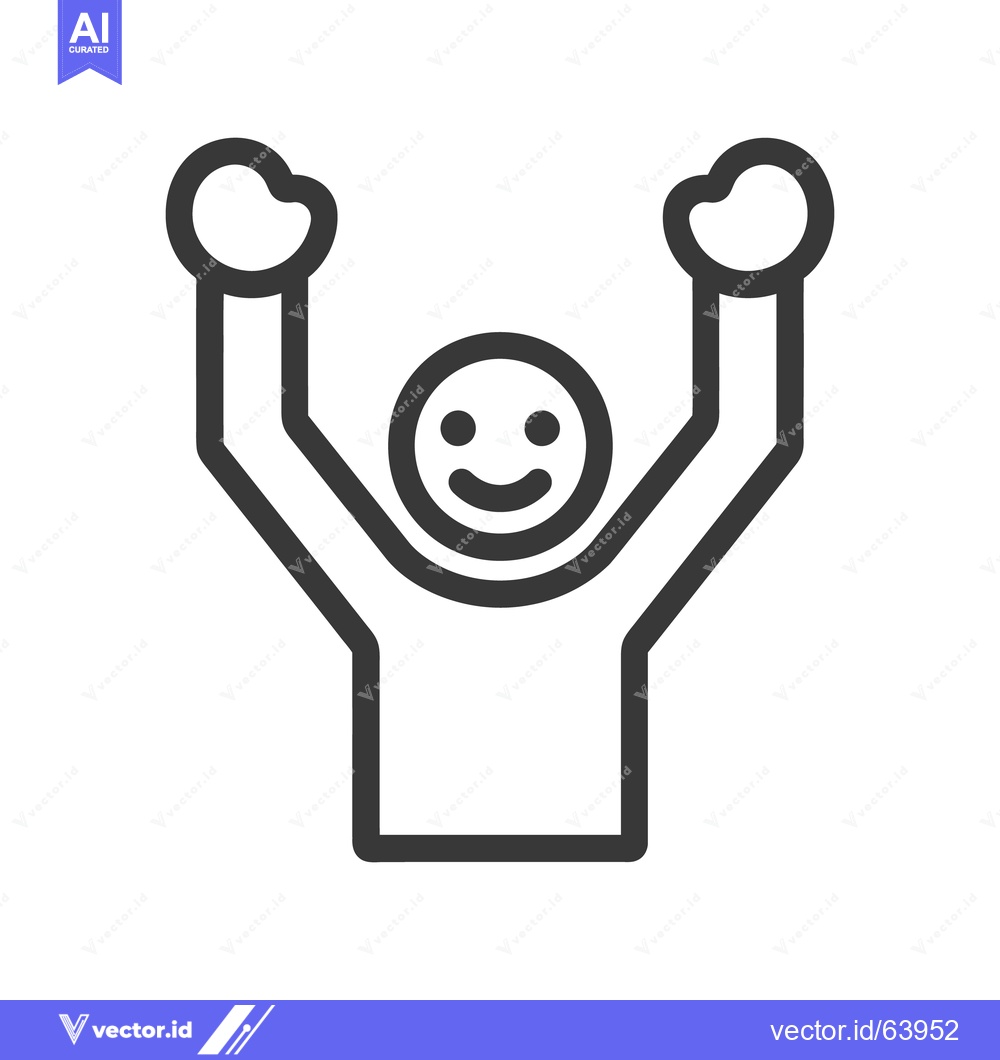 Premium Vector dari Simple graphic representation of a happy figure with raised arms