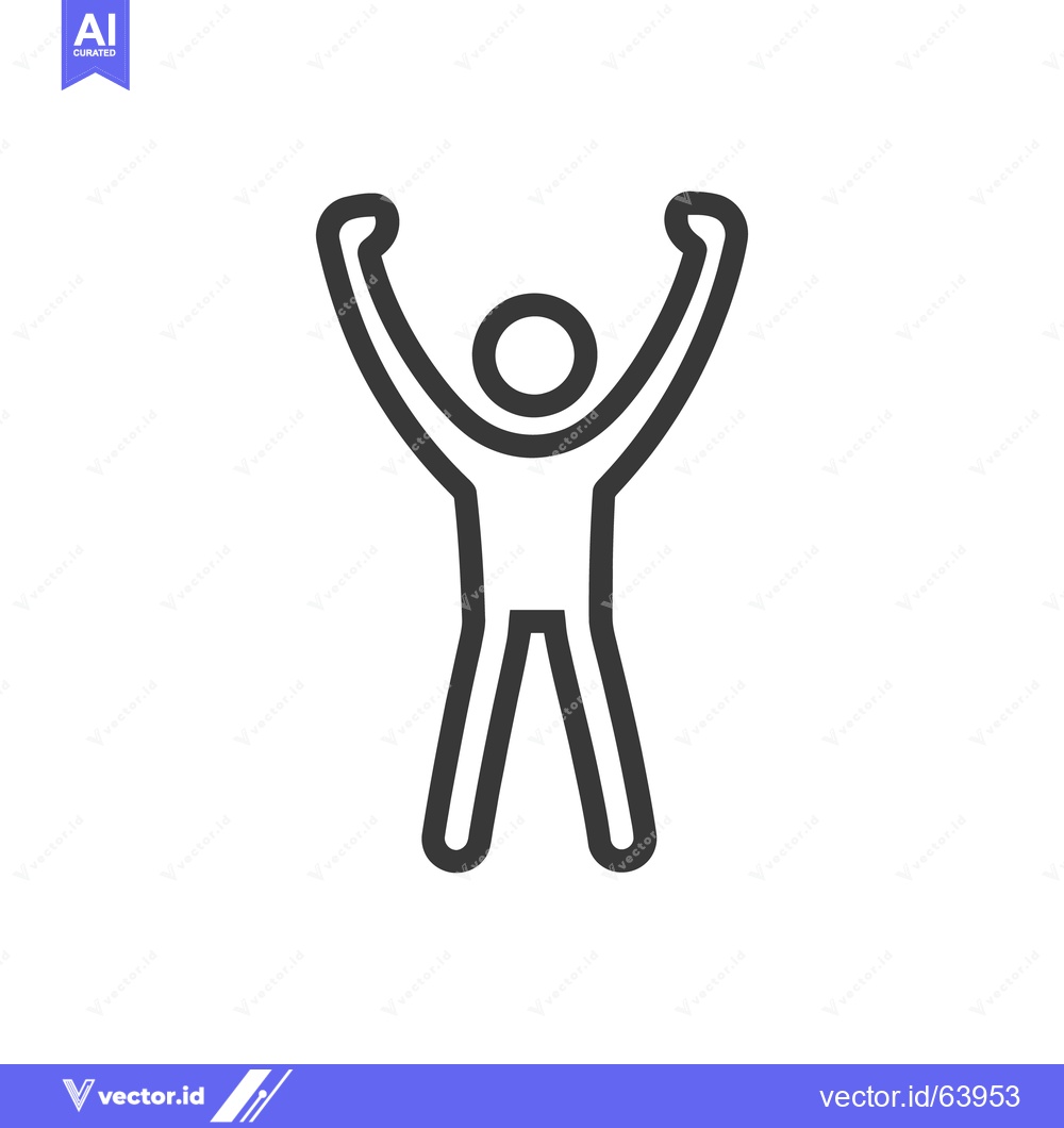 Premium Vector dari Simple outline drawing representing a human figure with arms raised