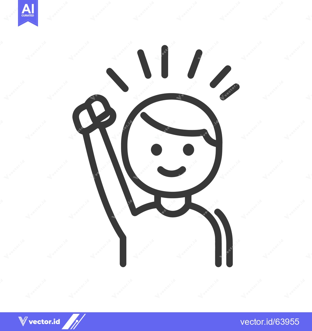 Premium Vector dari A black outline cartoon person shows happy celebration with energy