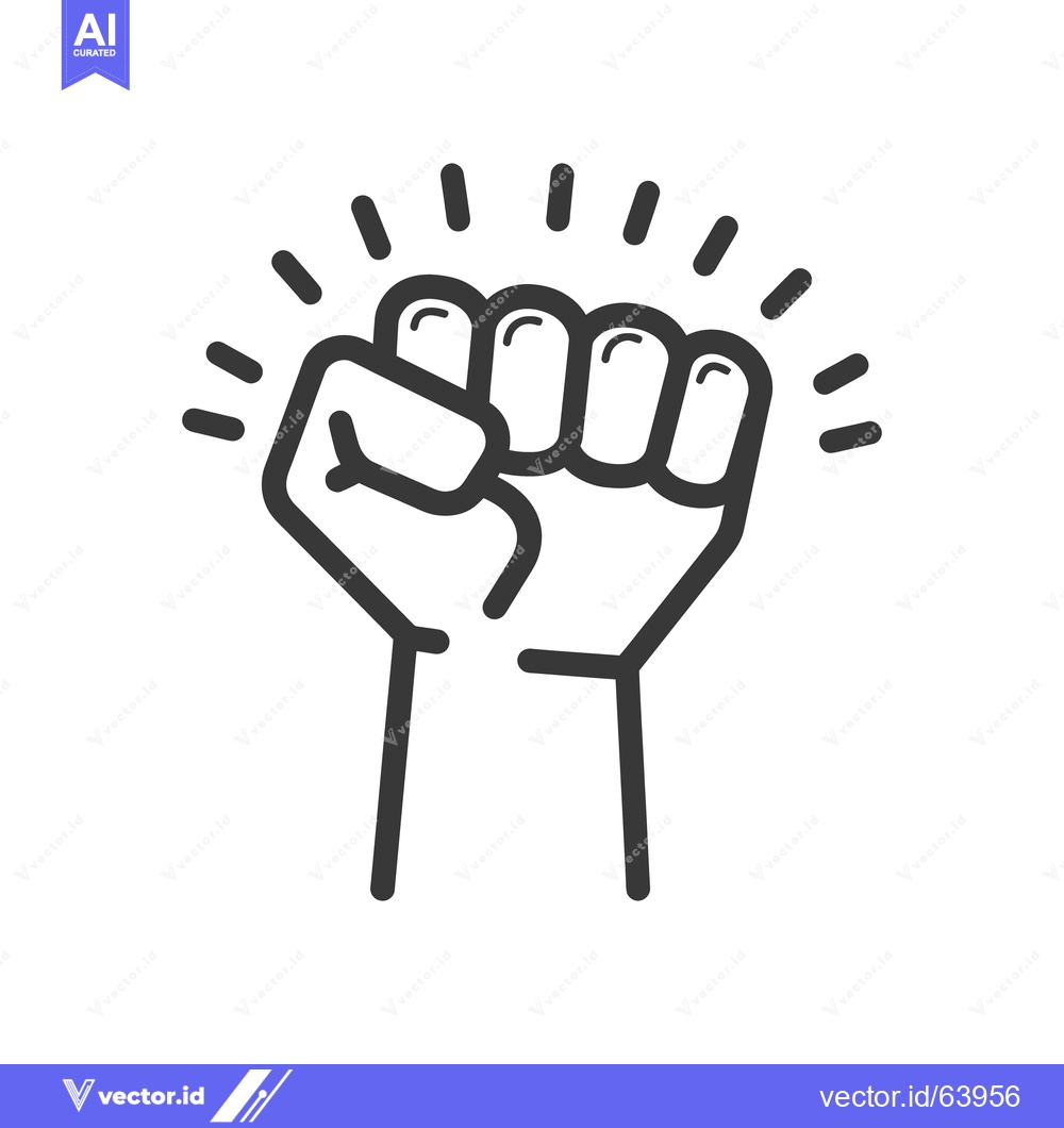 Premium Vector dari A closed fist raised with radiating lines signifying power and strengt