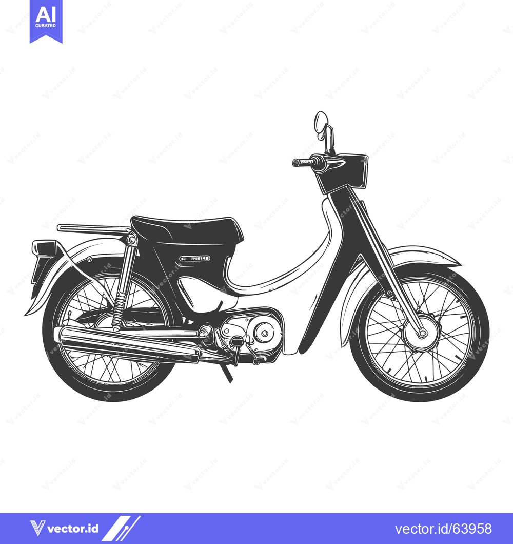 Premium Vector of A detailed illustration depicts a classic vintage motor scooter design