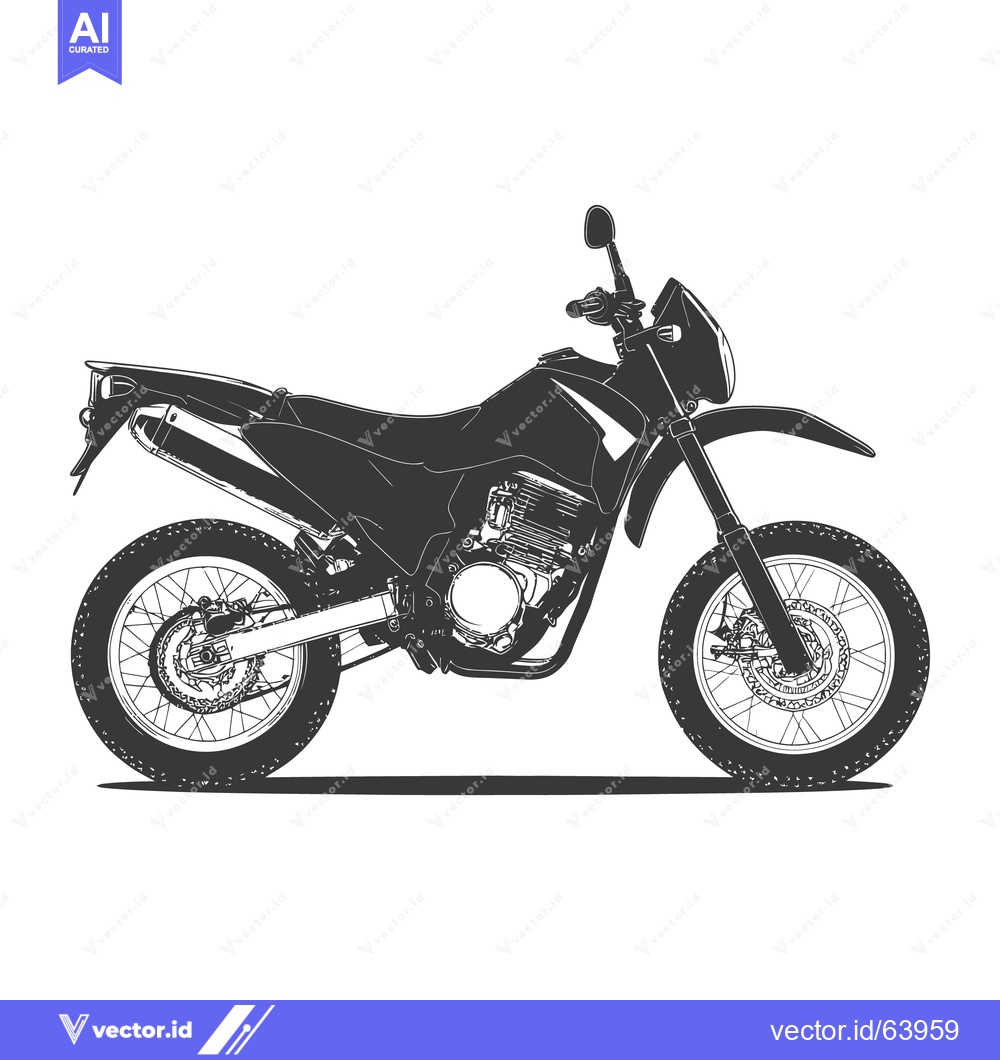 Premium Vector dari A black and white illustration of a single dualsport motorcycle