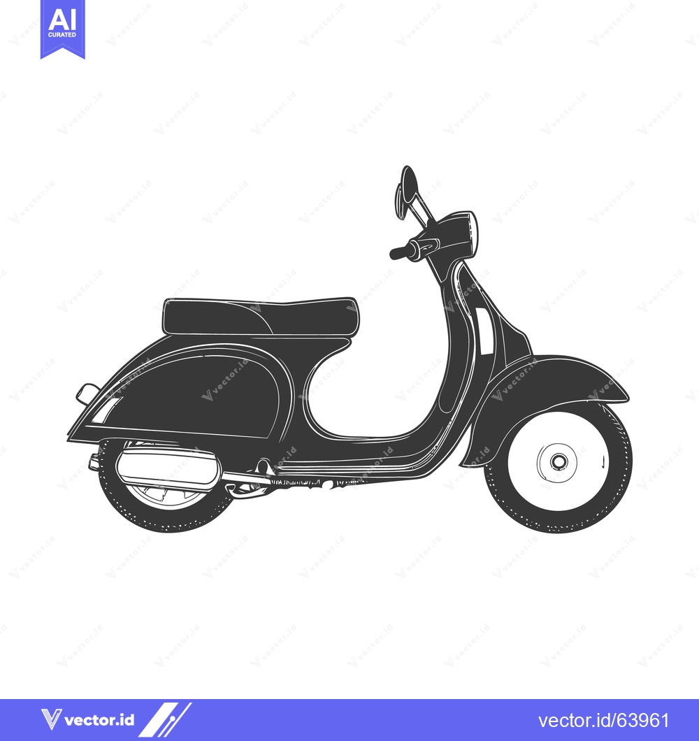Premium Vector of A stylized illustration of a vintage scooter in grayscale