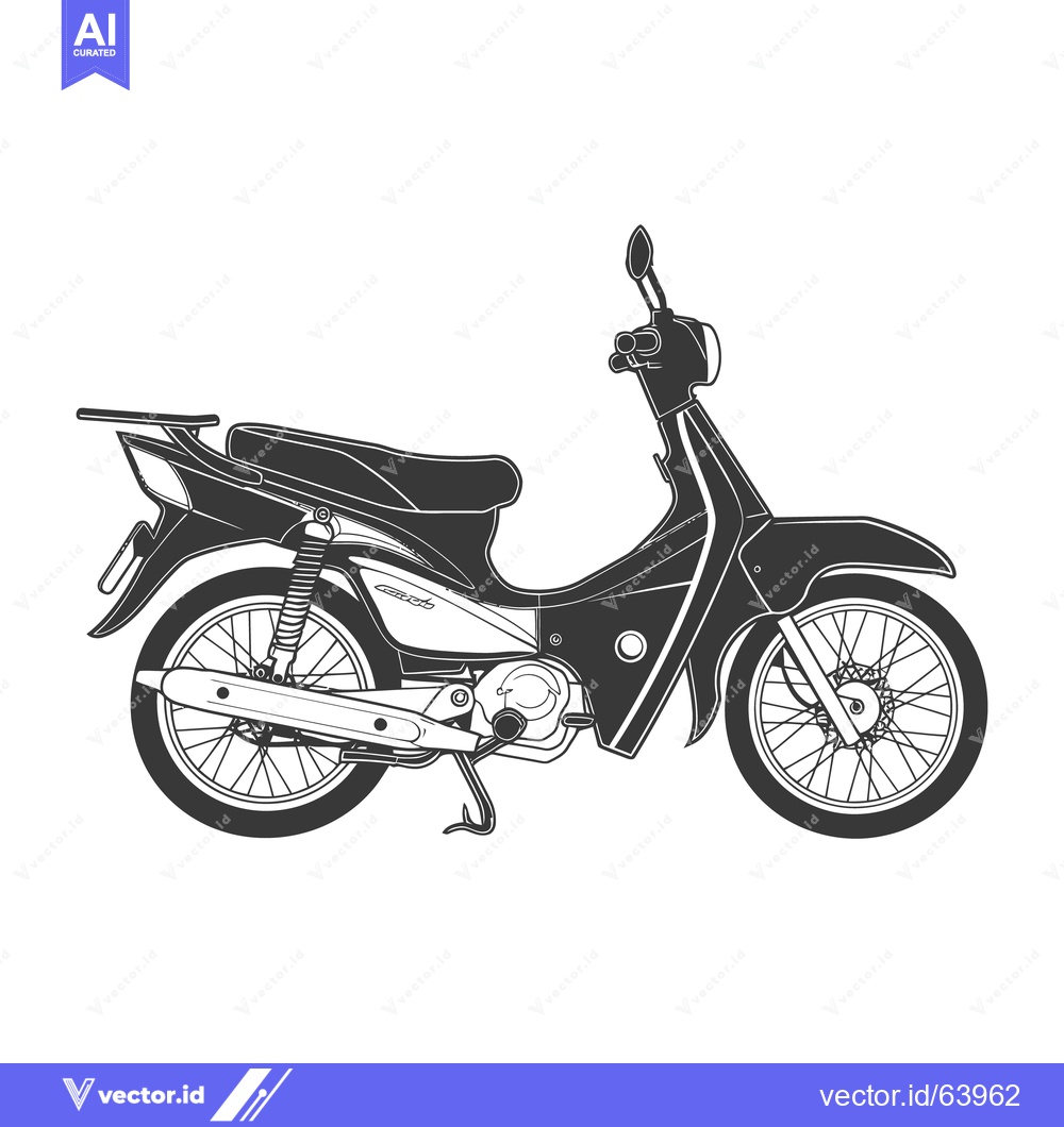 Premium Vector of A black and white illustration of a motorized scooter