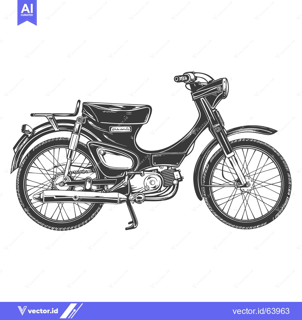 Premium Vector of Classic vintage motorcycle depicted in elegant black and white illustr