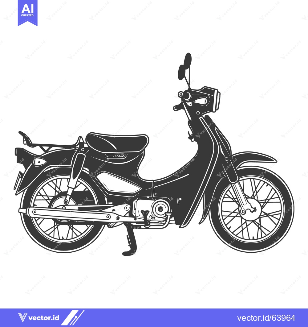 Premium Vector dari A detailed monochrome depiction of a small two wheeled motorbike