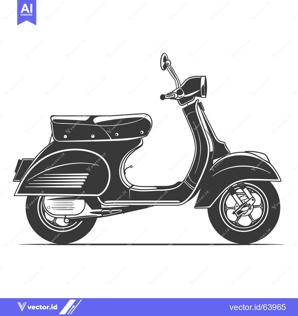 Premium Vector of A detailed side view of a black vintage motor scooter