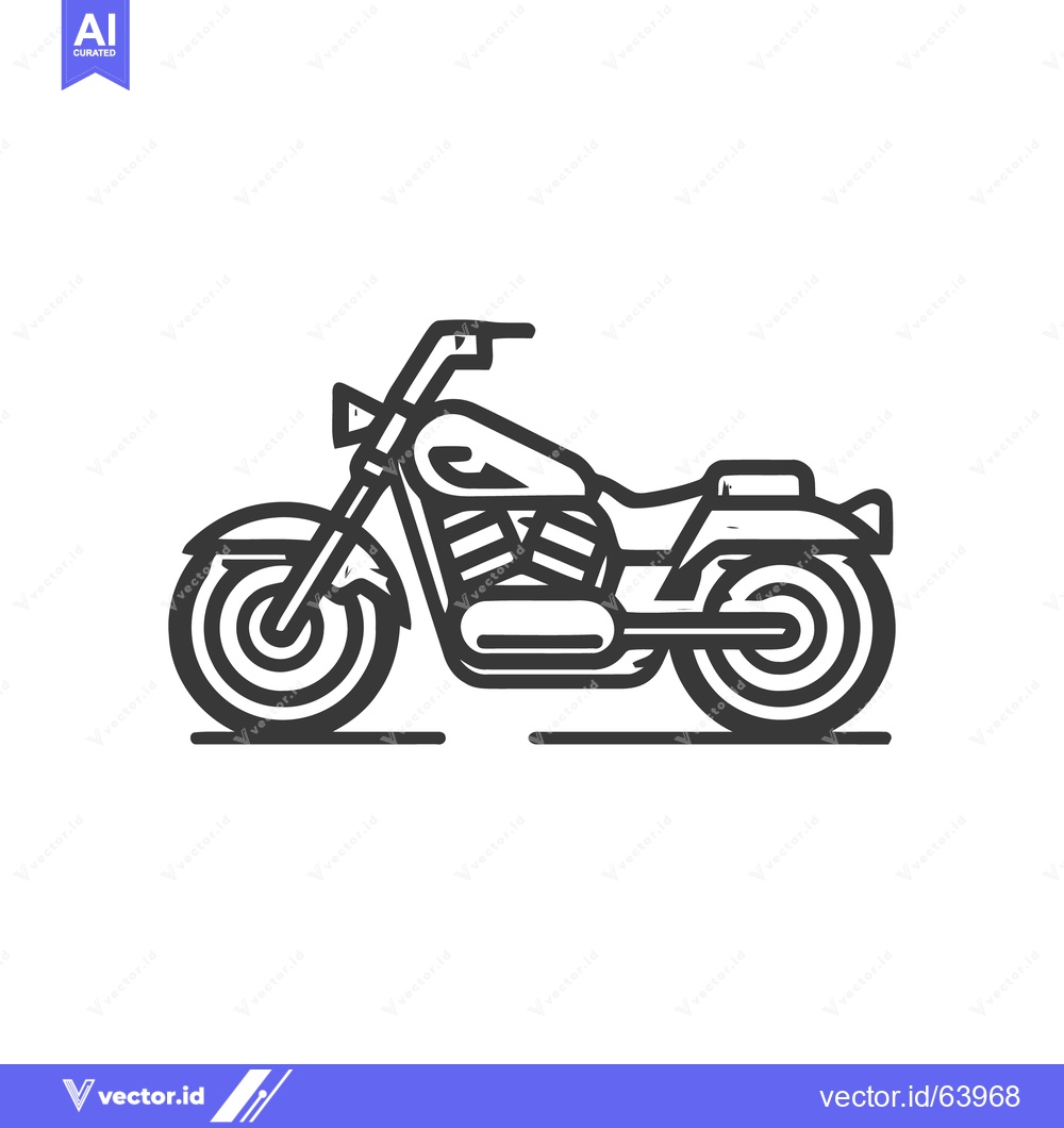 Premium Vector of Minimalist Motorcycle Icon: Bold Outline, Classic Design, Isolated on