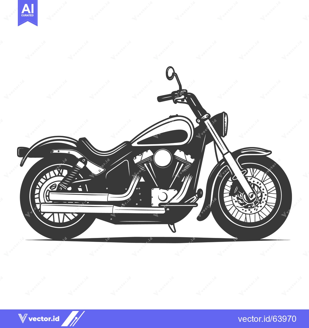 Premium Vector dari A detailed black and white illustration of a motorcycle