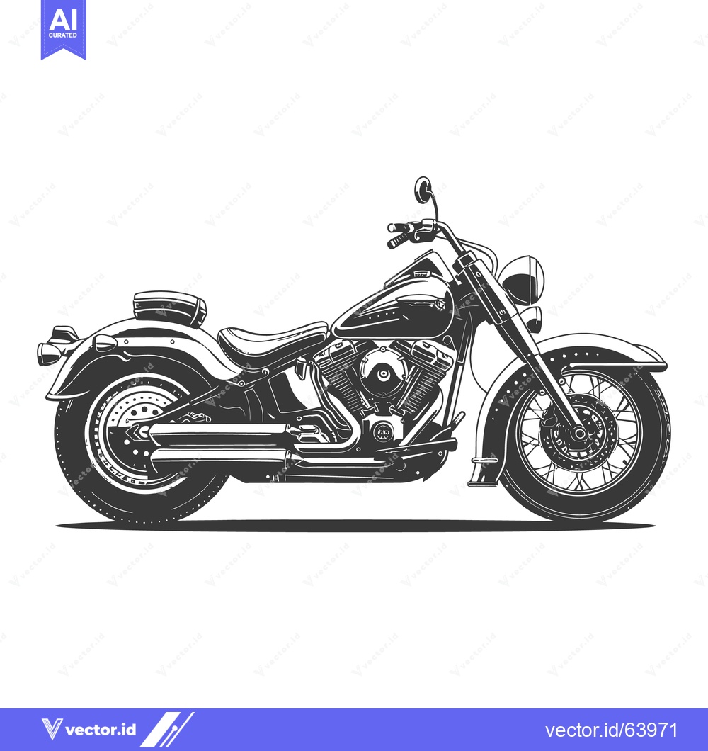 Premium Vector of Detailed monochrome illustration depicts a classic motorcycle on a whi