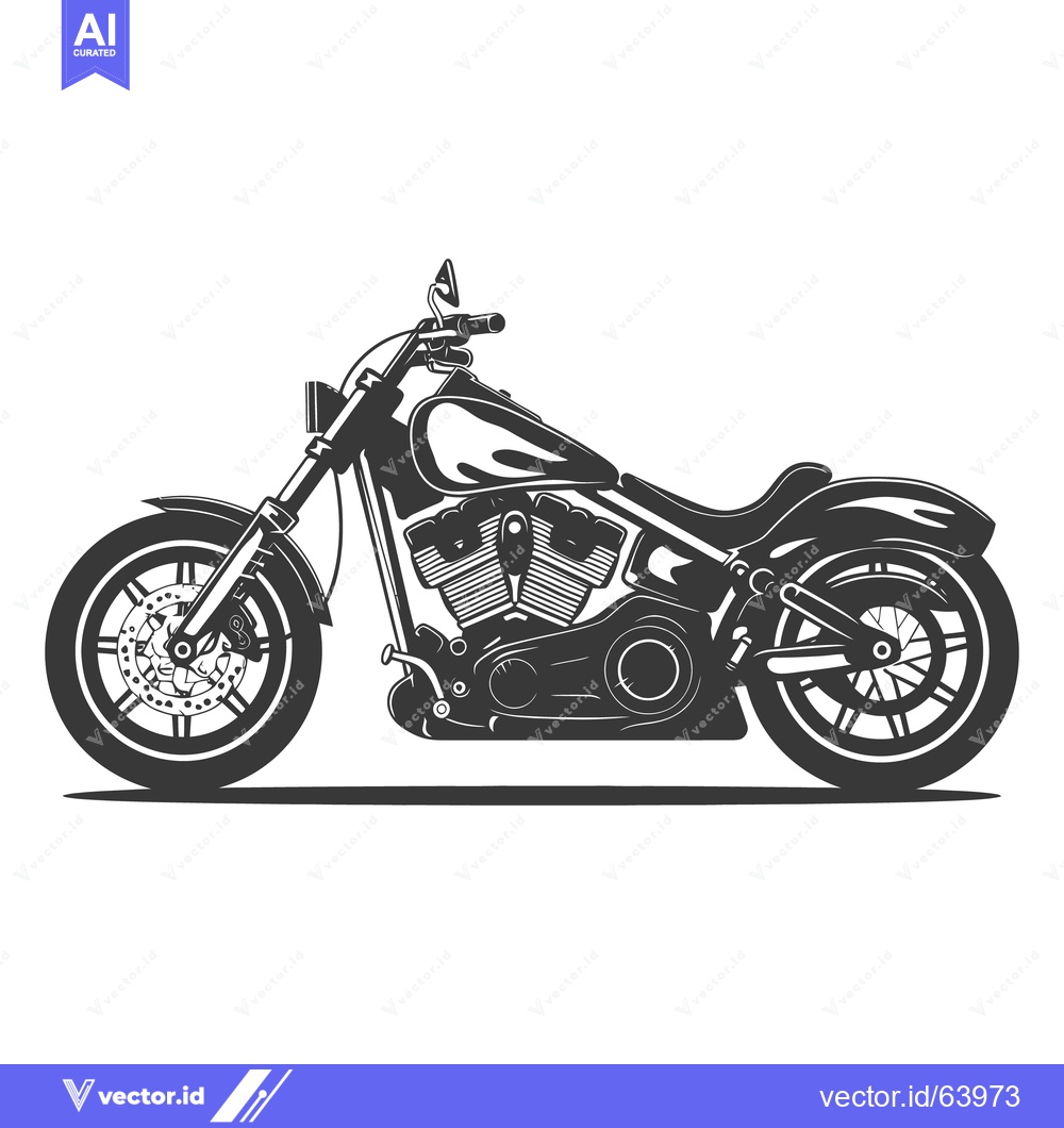 Premium Vector dari A monochrome illustration depicting a classic motorcycle in profile vi