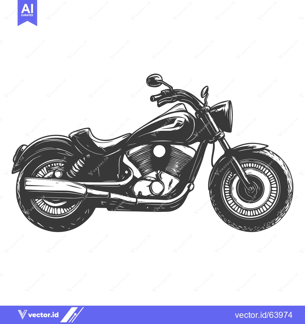 Premium Vector dari Detailed black and white illustration of a large motorcycle vehicle