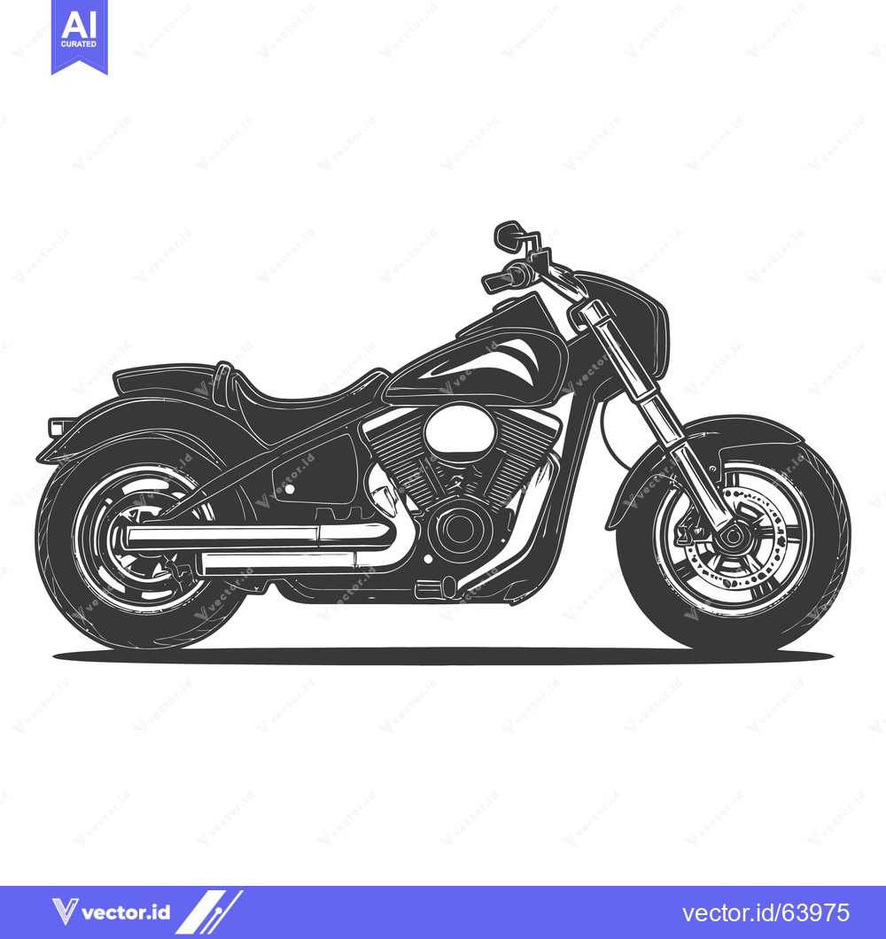 Premium Vector dari Detailed monochrome drawing depicting a classic styled motorcycle from