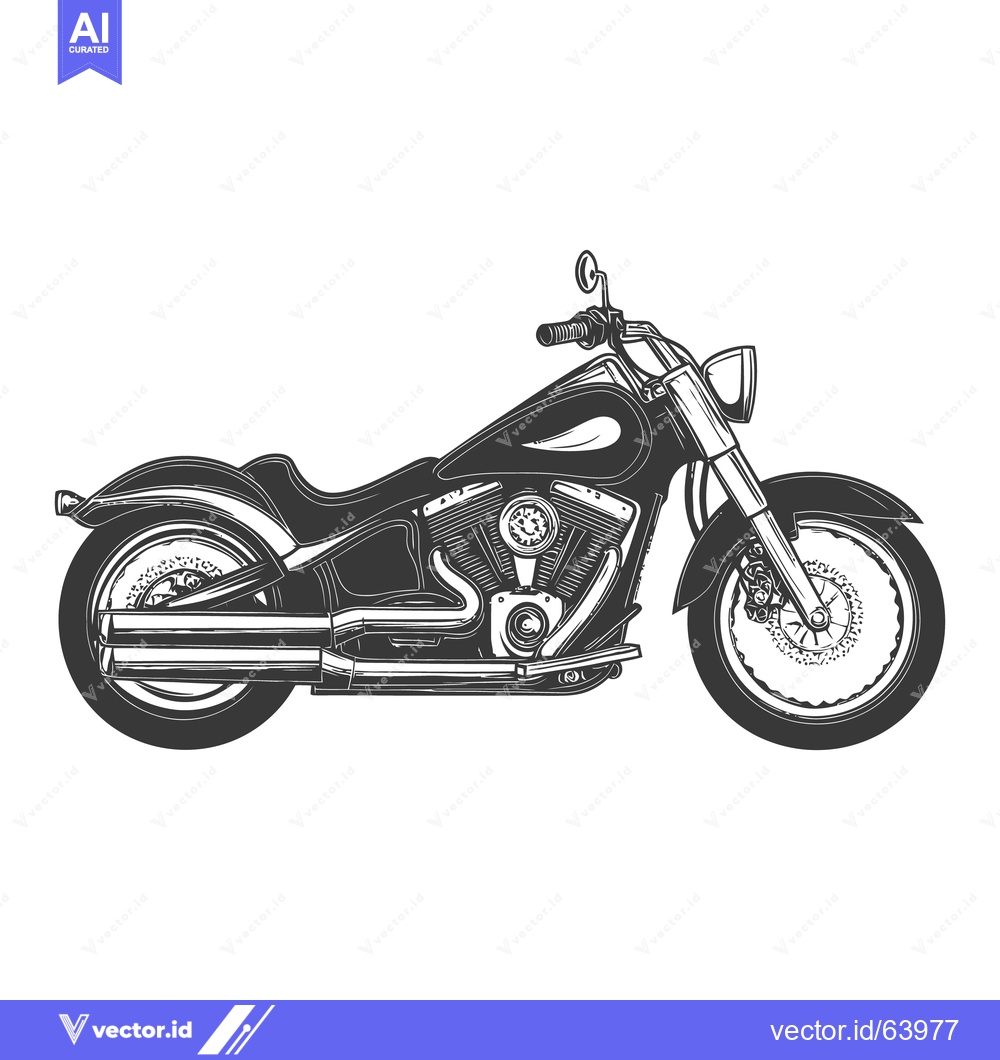 Premium Vector dari A Black And White Illustration Depicting A Classic Motorcycle