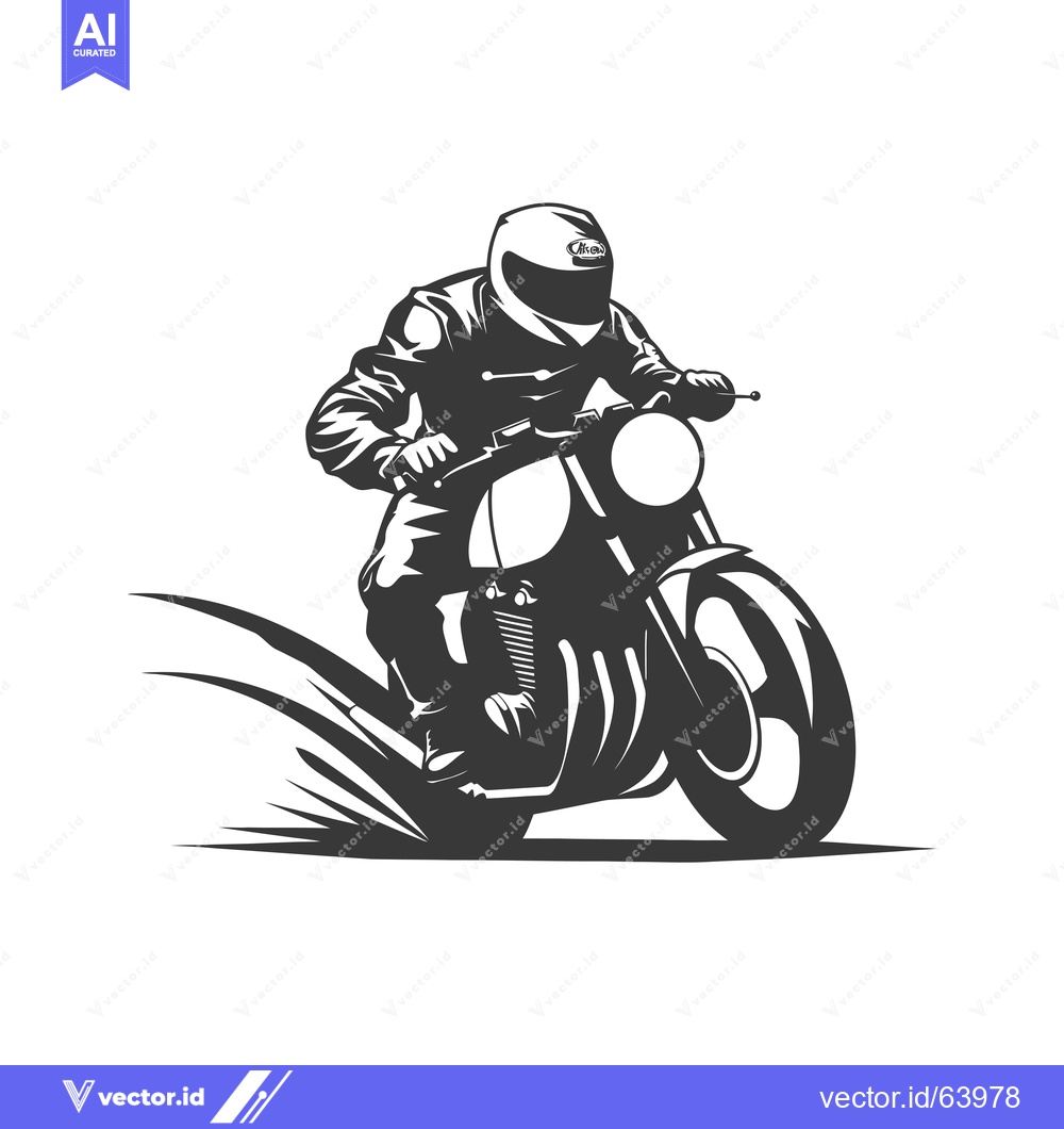 Premium Vector of Motorcycle Rider in Helmet and Jacket on a Retro Bike