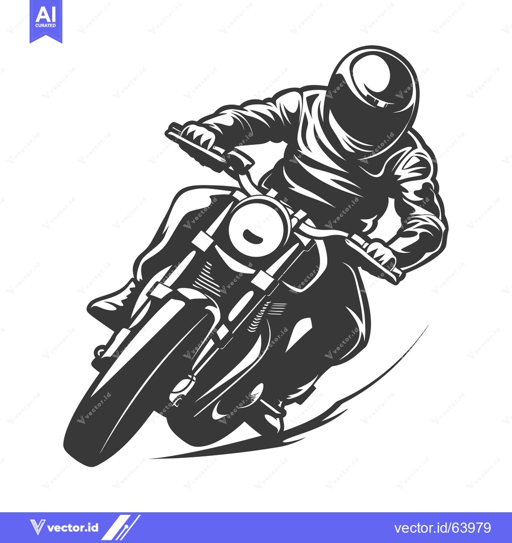 Premium Vector dari Motorcycle Rider in Helmet Leaning into a Turn