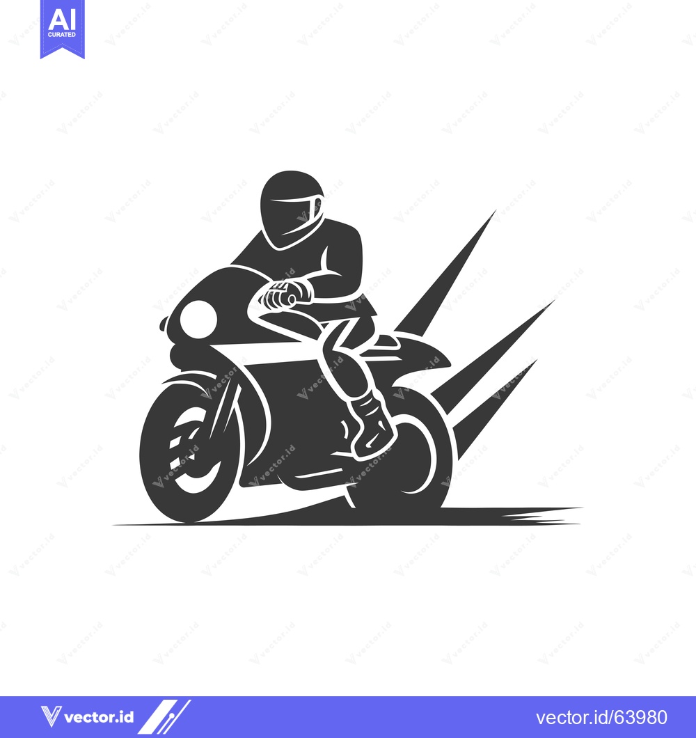 Premium Vector dari Motorcycle Rider with Helmet and Speed Lines