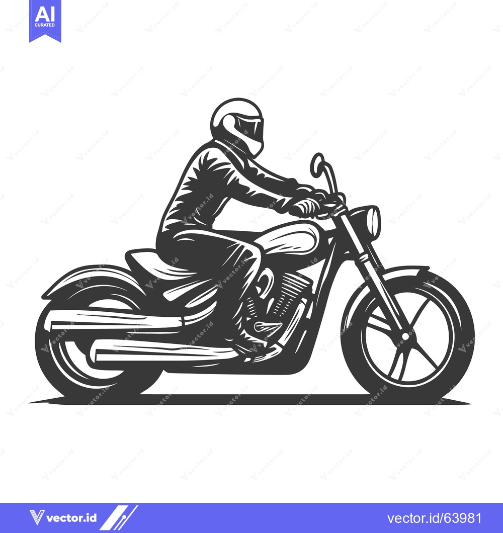Premium Vector dari A rider in helmet is seated on a motorcycle vehicle