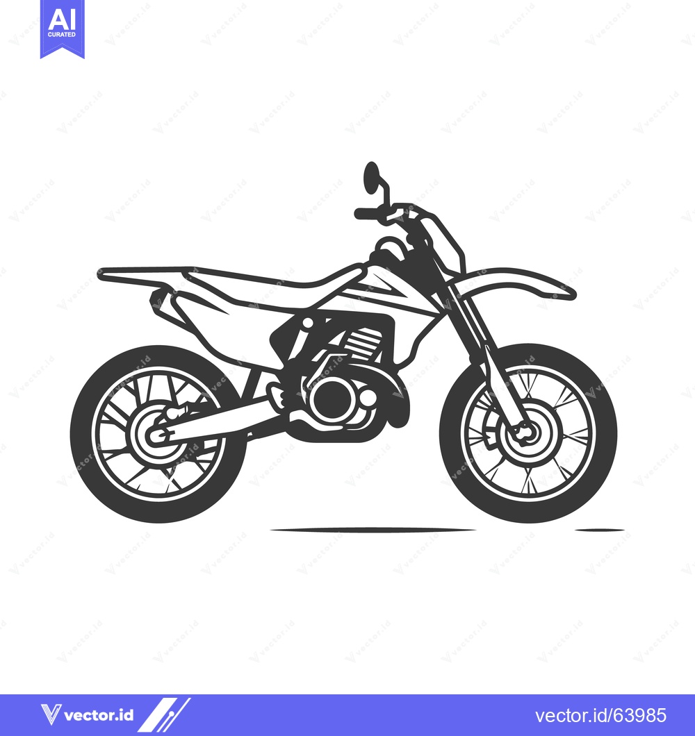Premium Vector dari Illustrated black and white dirt bike depicting sporting recreational