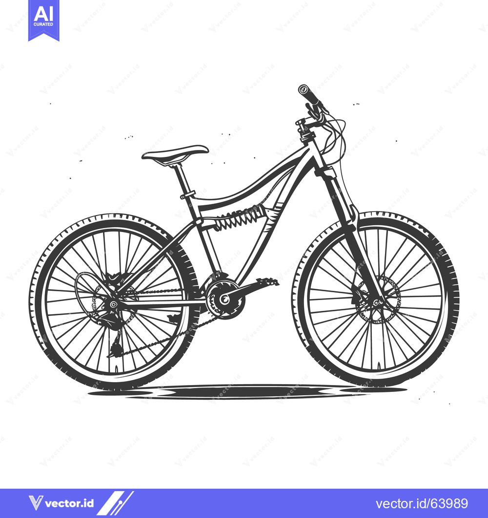 Premium Vector of A detailed black and white illustration of a mountain bike