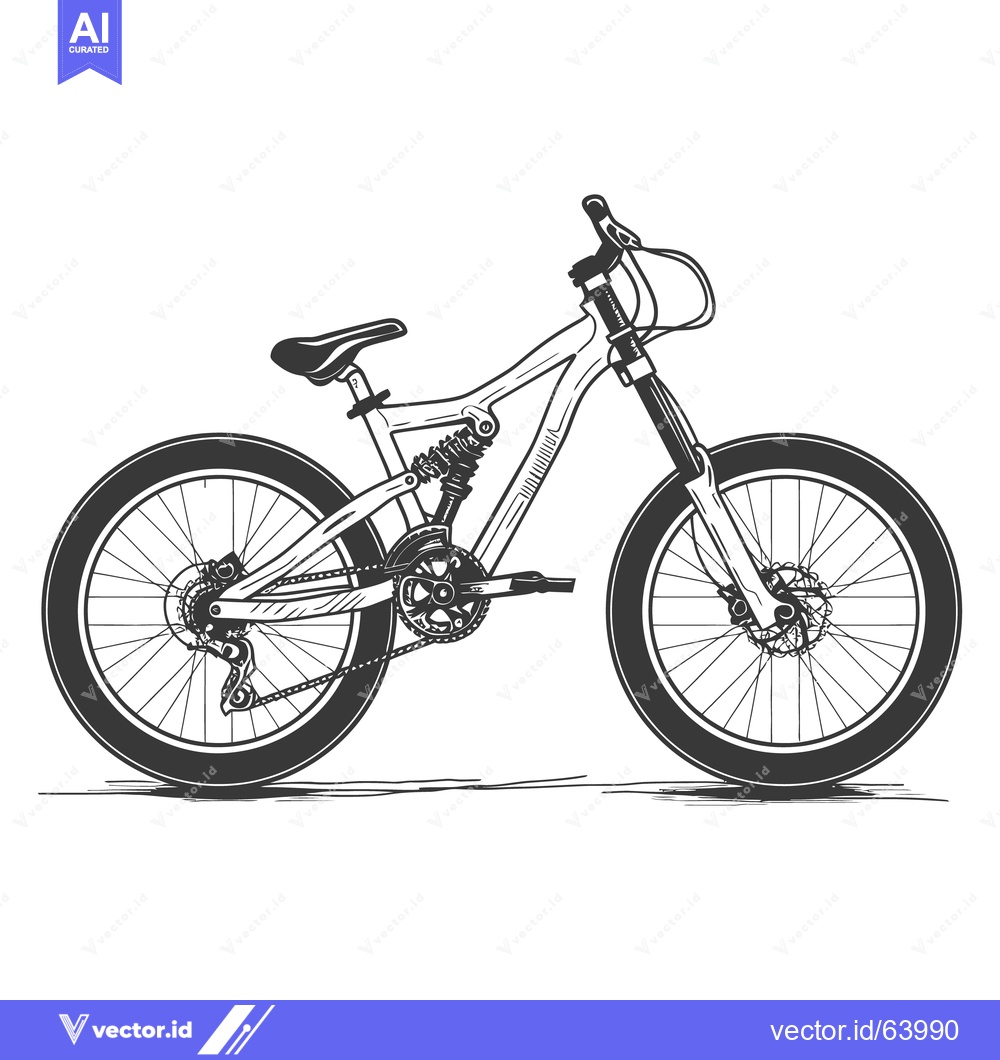 Premium Vector dari A detailed black and white illustration of a mountain bicycle