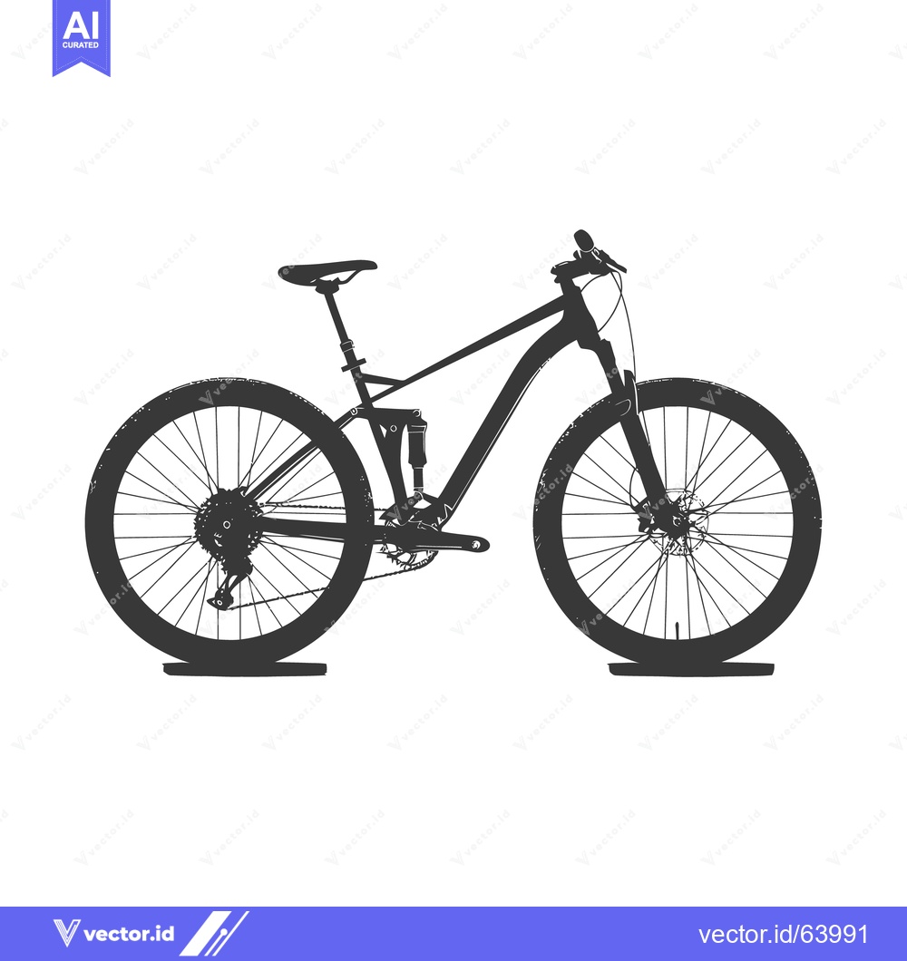 Premium Vector dari A stylized illustration depicting a mountain bicycle with full suspens