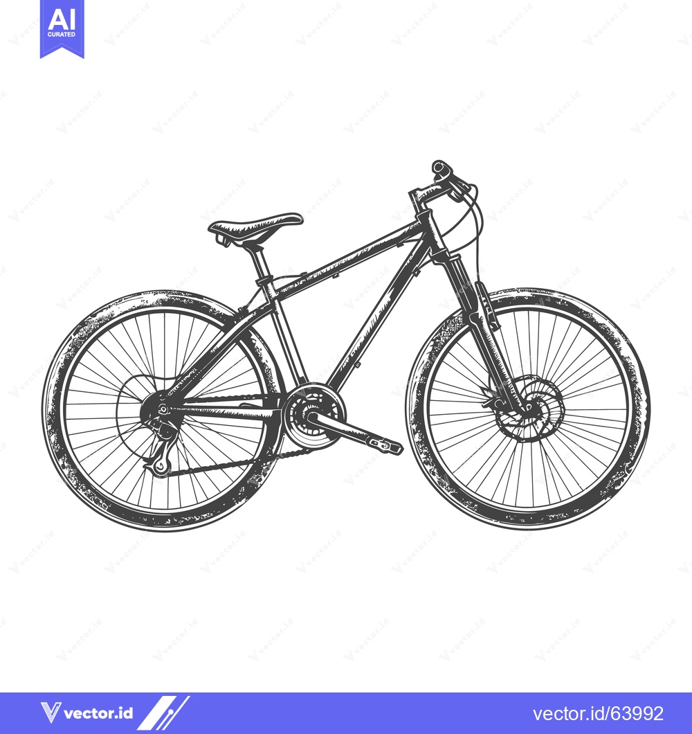 Premium Vector of A detailed black and white illustration of a mountain bicycle