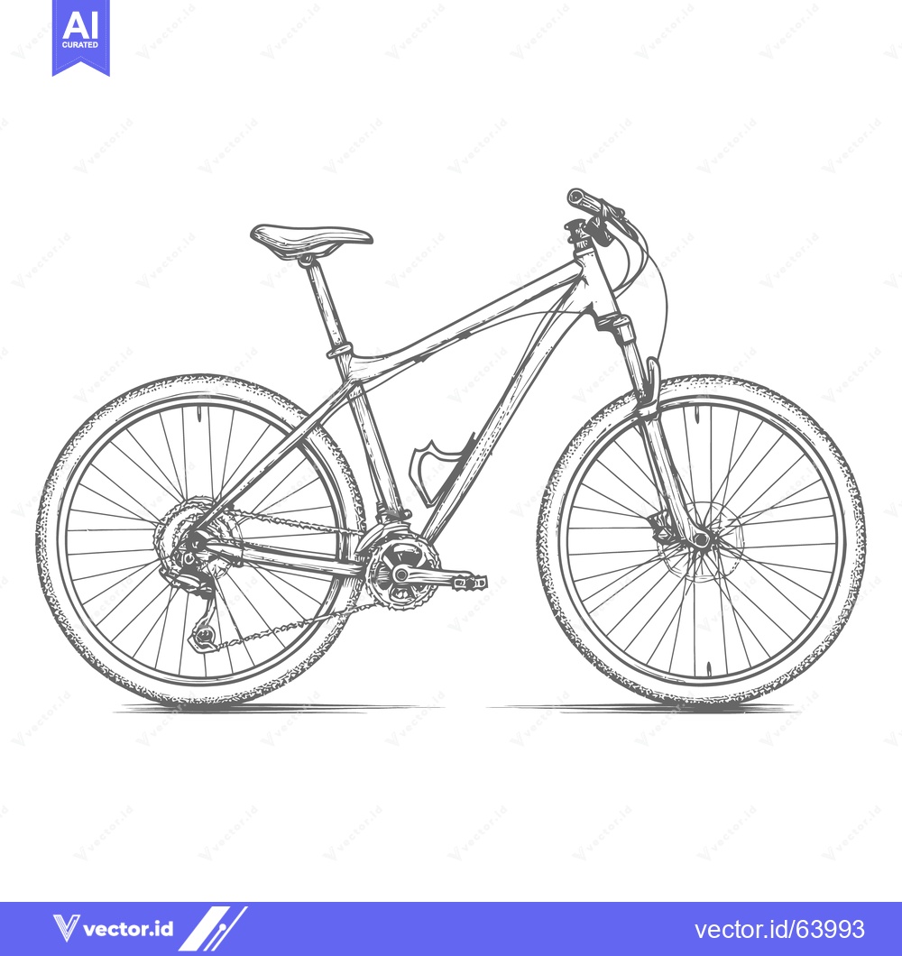 Premium Vector of A Detailed Black And White Sketch Of A Bicycle