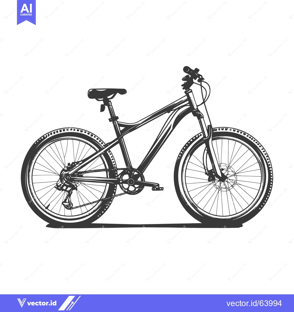 Premium Vector dari A monochrome drawing of a mountain bicycle on a white background