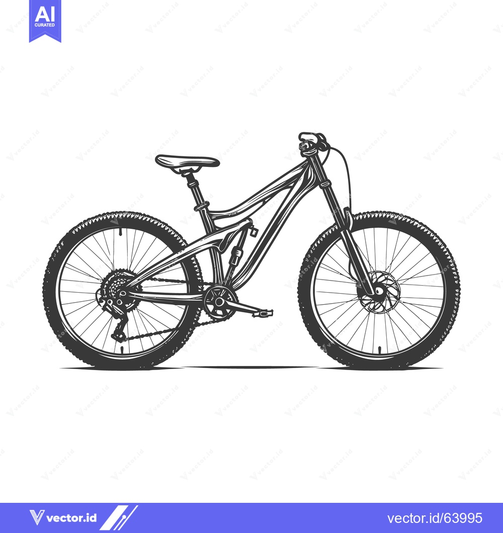 Premium Vector of Detailed illustration of a mountain bicycle with suspension components