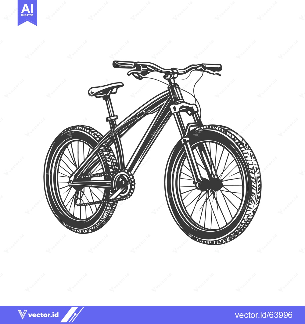 Premium Vector of A Detailed Black And White Illustration of a Mountain Bicycle