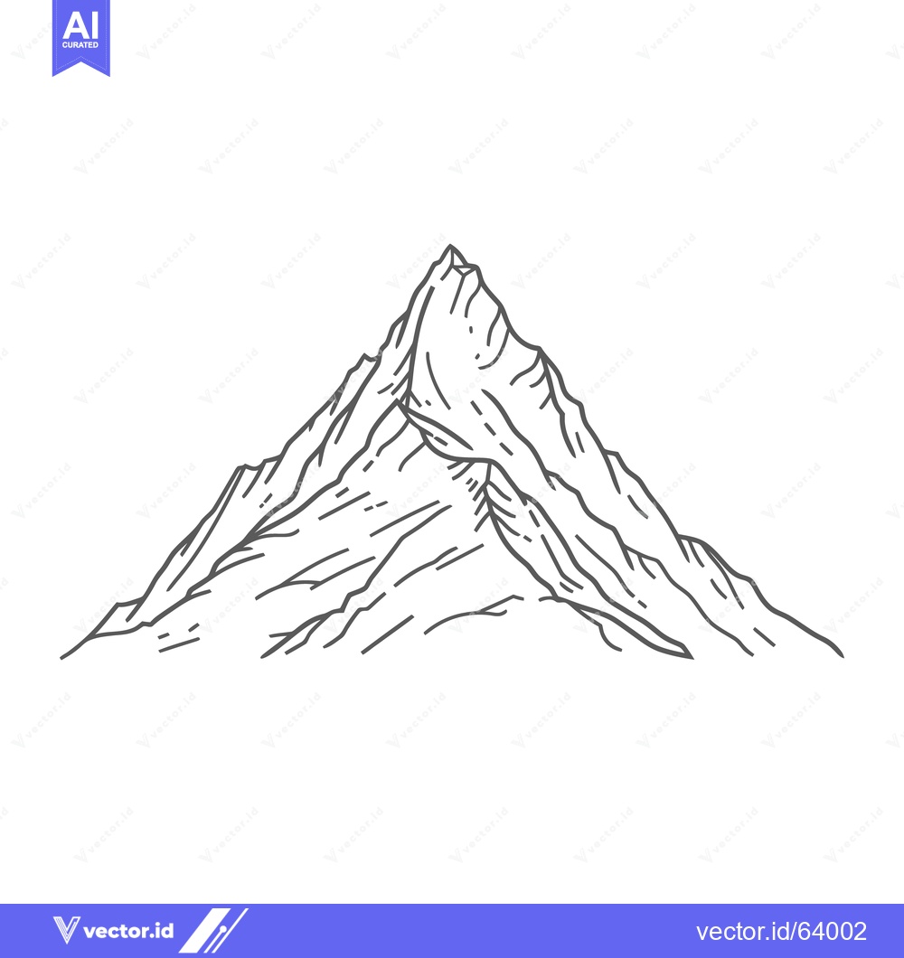 Premium Vector dari Simple black and white illustration depicting a majestic mountain rang