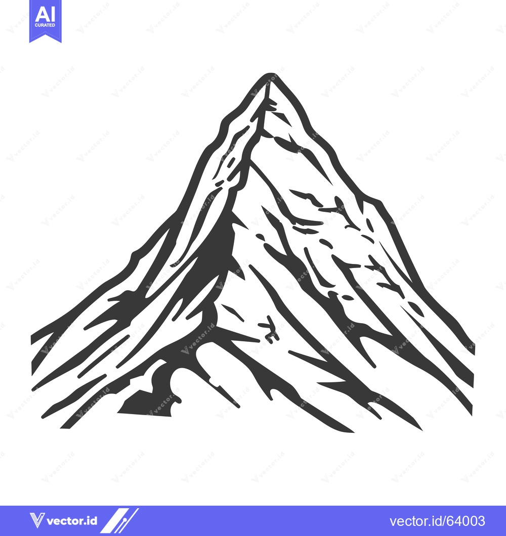Premium Vector dari The solid black and white drawing of a mountain peak