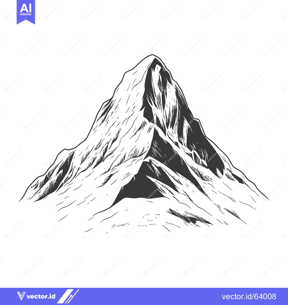 Premium Vector dari Detailed illustration of a tall and imposing mountain peak