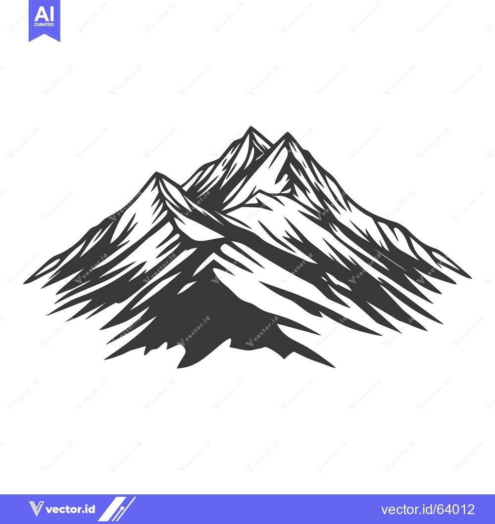 Premium Vector dari A simple black and white graphic illustration of mountain ranges
