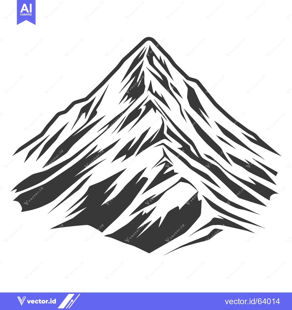 Premium Vector dari A detailed illustration showing a large mountain peak in graphic style
