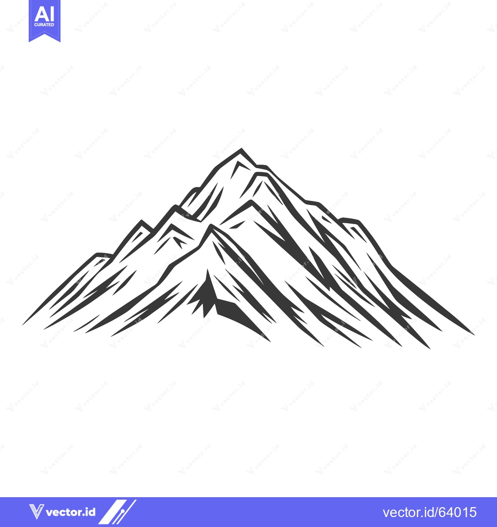 Premium Vector of A stylized monochrome illustration of a mountain range