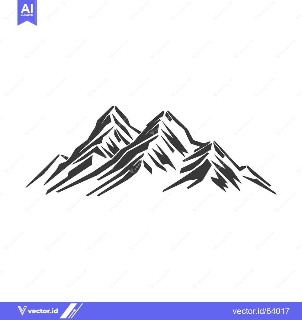 Premium Vector of Silhouette depiction of a jagged and stylized mountain range