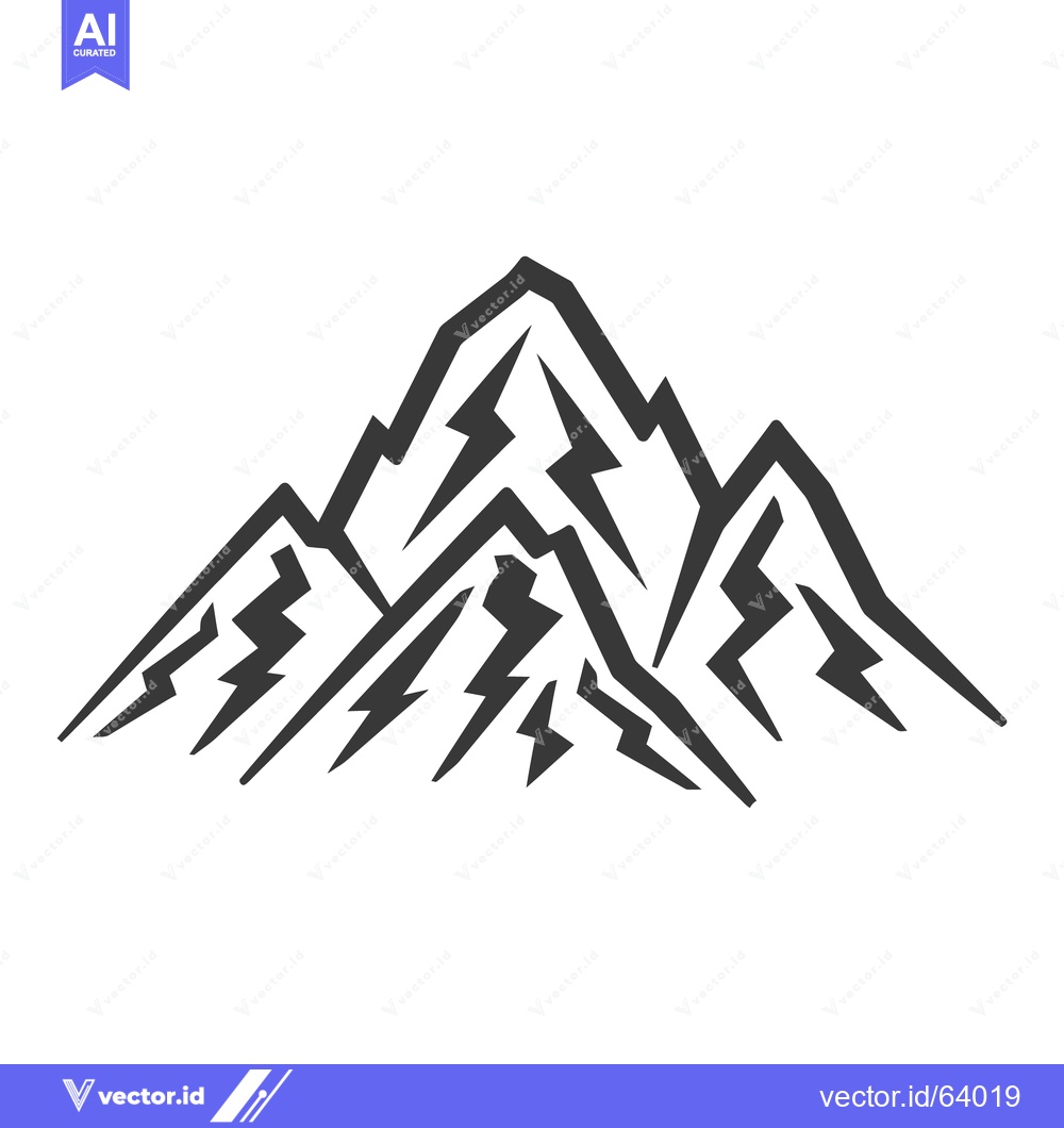 Premium Vector of A stylized black and white illustration of several mountain peaks